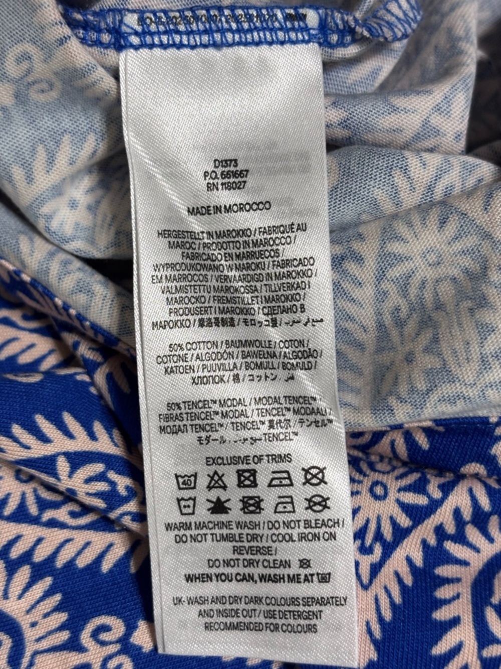Boden Blue White Print Midi Dress US 16-18 Pockets Short Sleeve NWT - Picture 7 of 9